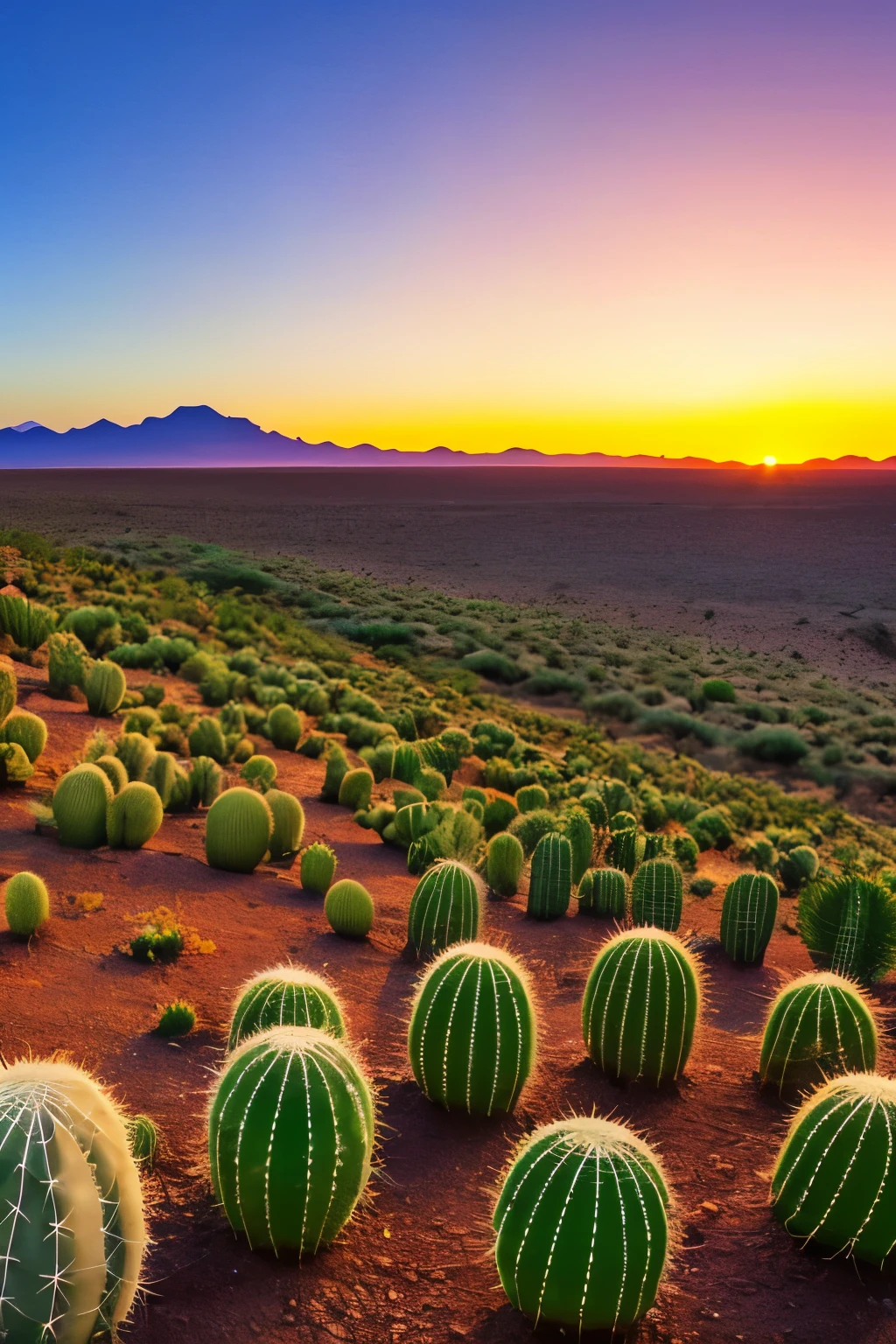 paisagem, Cactus plants in a desert area with a sky background, caatinga, paisagem do deserto, serene desert scenery at night.