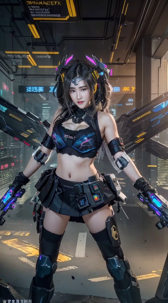 Best quality masterpiece, realistic, (very detailed: 1.3)8k, HDR, beautiful, (cyberpunk:1.6), in space, nebula, (holding_weapon:1.3), laser, (1 female mech:1.3), sexy body, facing the audience, glowing eyes, full body, (flying, diving, dynamic, motion blur: 1.4), (giant mech wings: 1.6), head up, glowing_eyes, mecha, panorama, earth in the background, nebula, space, particles, reality, hdr (high dynamic range), ray tracing, nvidia rtx, super resolution, unreal 5, subsurface scattering, pbr texture, post-processing, anisotropic filtering, depth of field, maximum sharpness and sharpness, multi-layer texture, albedo and highlight mapping, surface shading, accurate simulation of light-material interactions, perfect proportions, octane rendering, duotone lighting, large aperture, low iso, white balance, rule of thirds, 8K raw, high efficiency subpixels, Subpixel volume products, (best quality), (Japanese: 0.5), (Korean: 0.8), (Liu Yifei: 1.5) long hair, (:1.2), (chest: 1.5), (white transparent lace mini skirt: 1.5)