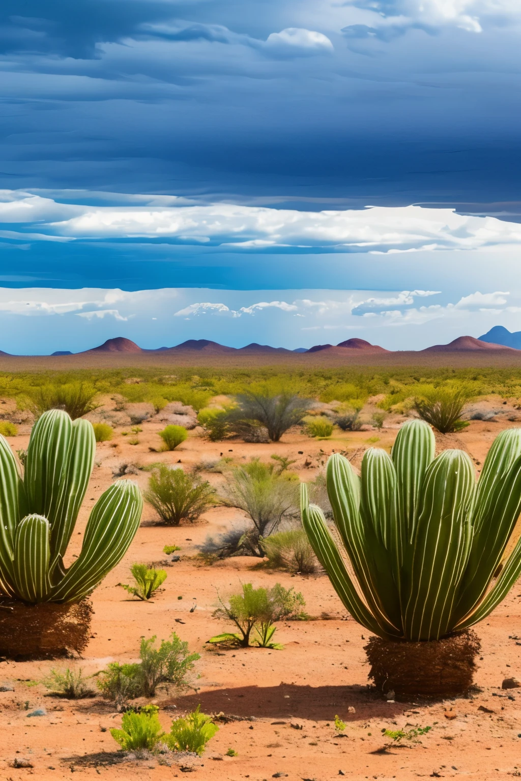 paisagem, Cactus plants in a desert area with a sky background, caatinga, paisagem do deserto, serene desert scenery before a thunderstorm.