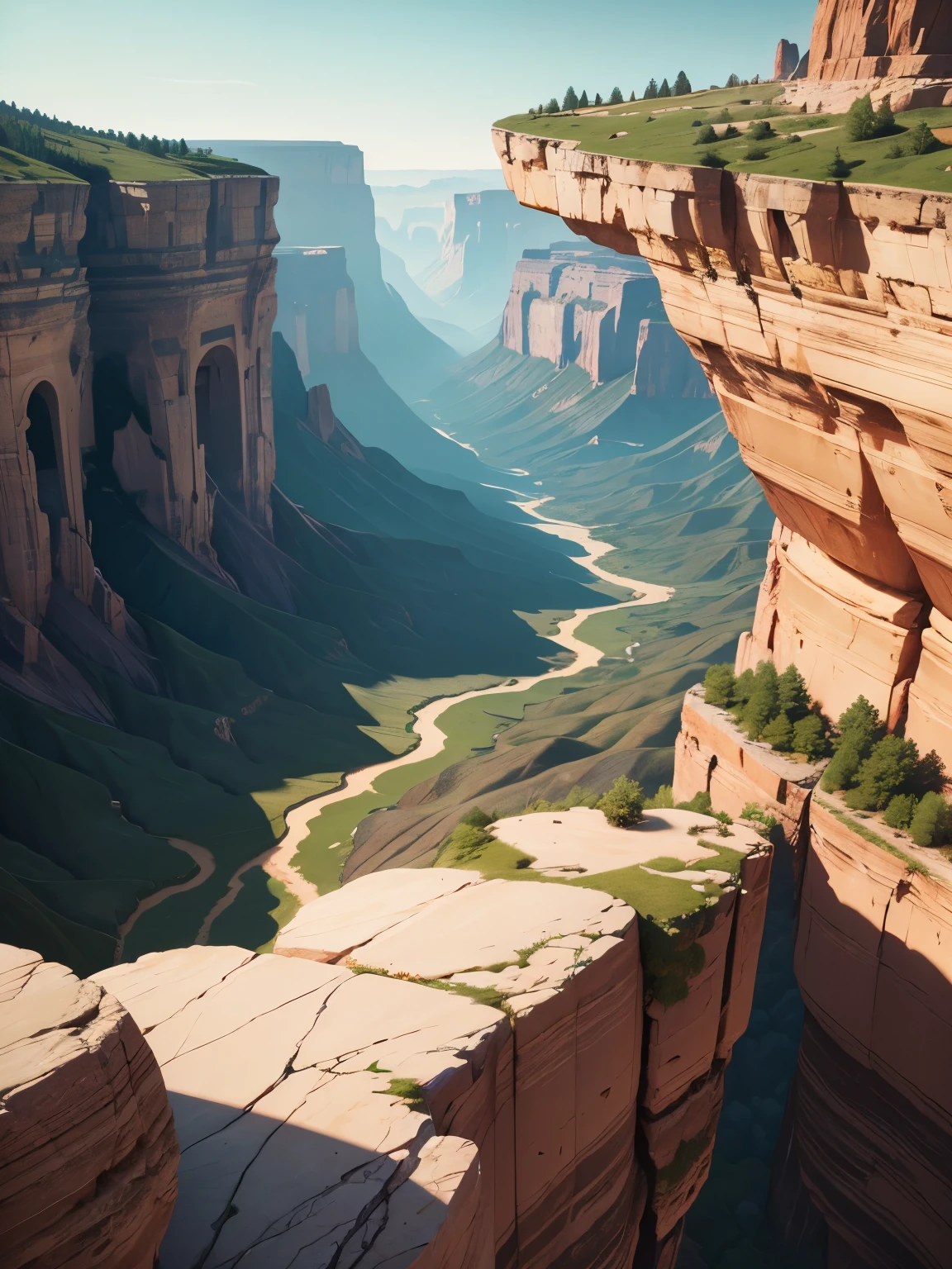 canyon, grass, stone, cliff, ultra detailed, high quality, 8k resolution,