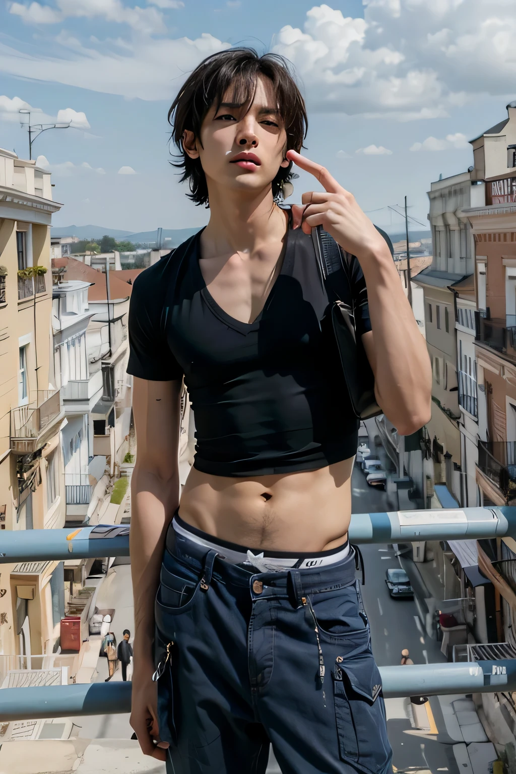 Man wearing crop top
