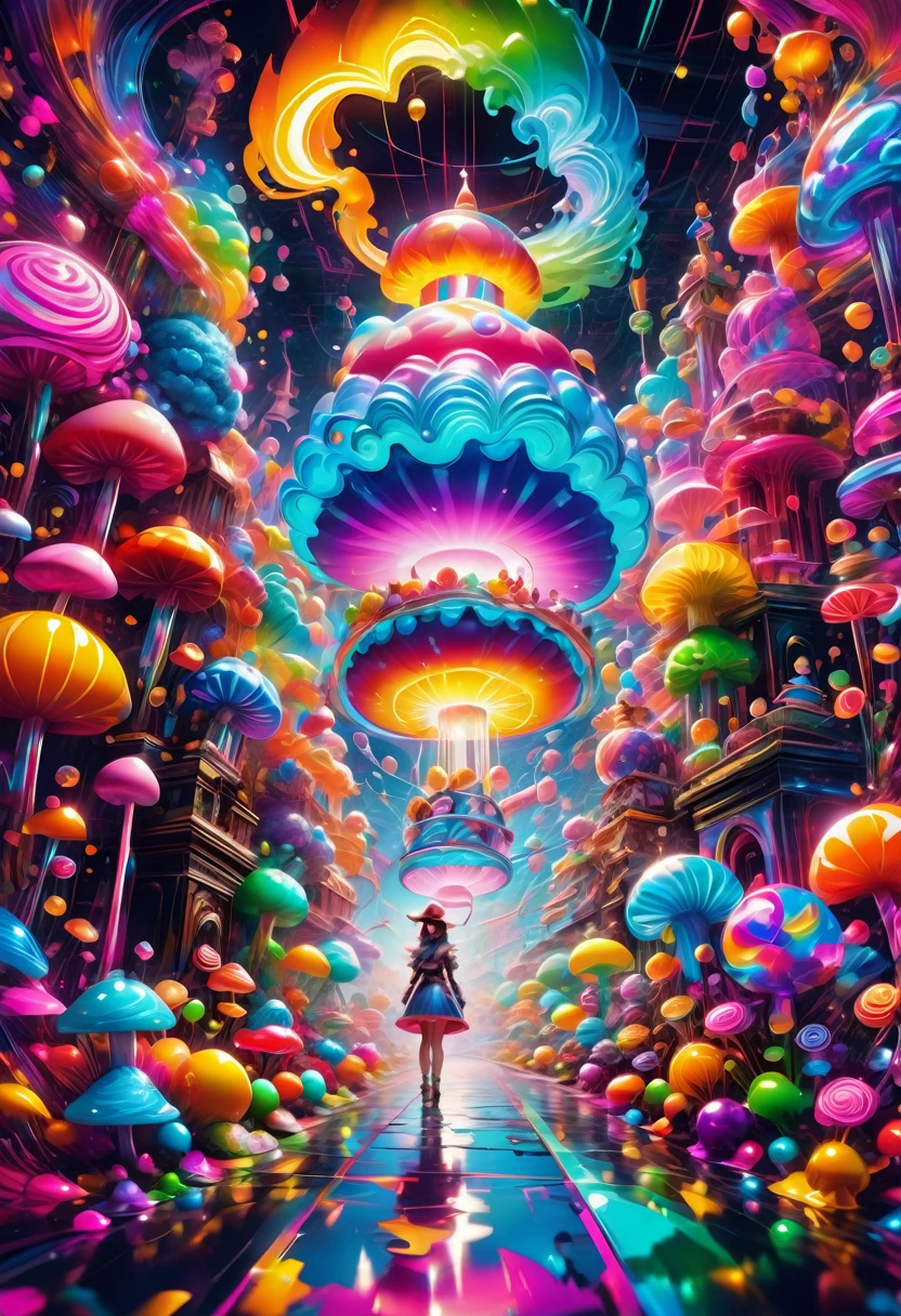 1girl, Candyland, aesthetic, A candy wonderland with pride colors. detailed matte painting, deep color, fantastical, intricate detail, splash screen, complementary colors, fantasy concept art, 8k resolution trending on Artstation Unreal Engine 5