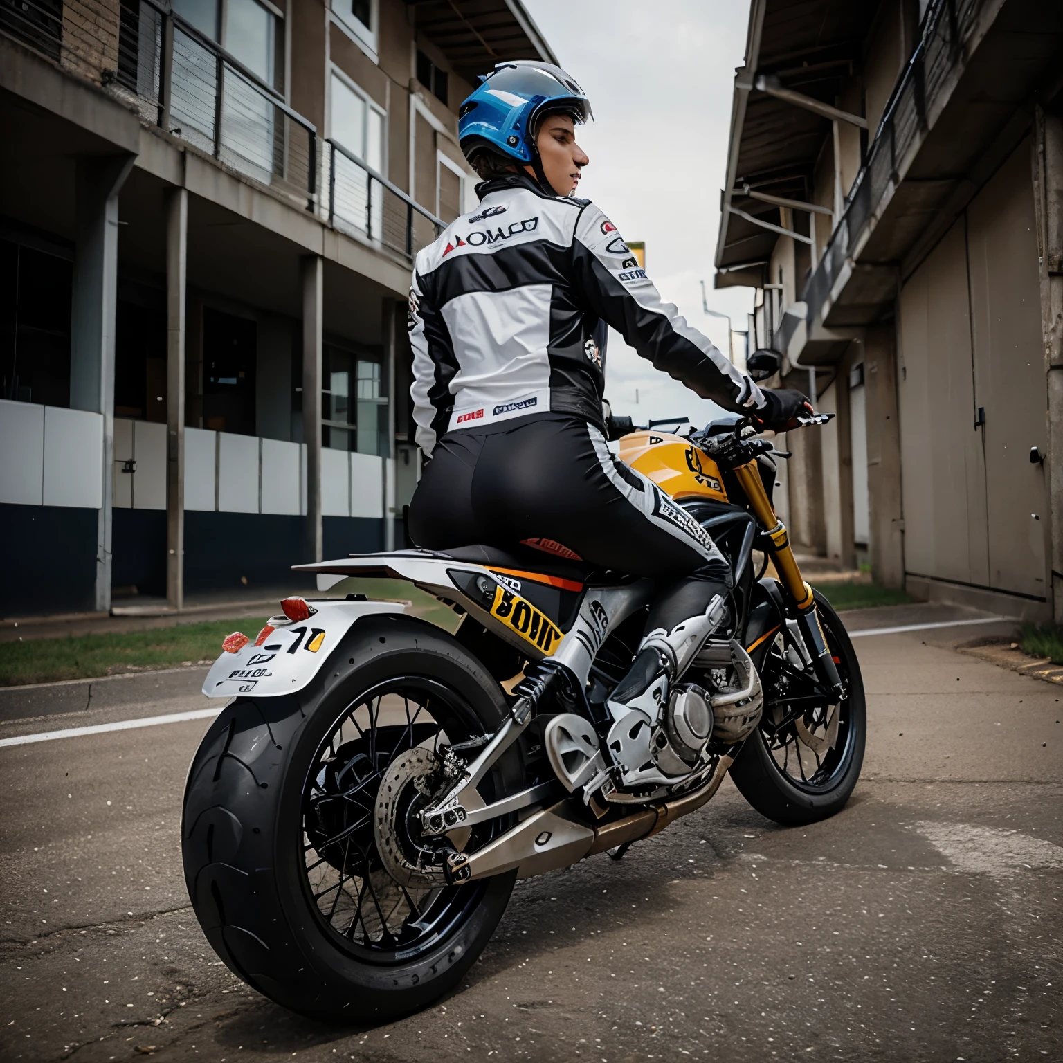 Racer with race bike