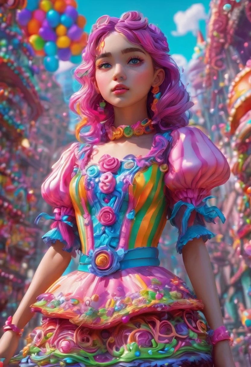 1girl, Candyland, aesthetic, A candy wonderland with pride colors. detailed matte painting, deep color, fantastical, intricate detail, splash screen, complementary colors, fantasy concept art, 8k resolution trending on Artstation Unreal Engine 5