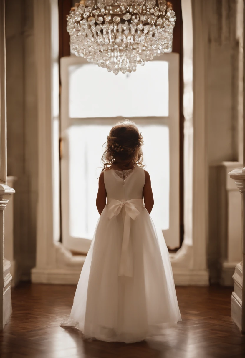 [Cena 1]
[Opens with a child standing in front of a mirror, looking at herself with curiosity and wonder. Soft and inspiring music starts playing.]

Narrador: "Na vida, we are made of dreams and hopes. Cada olhar, cada sorriso, every reflection in the mirror leads us to a new path."

[Cena 2]
[Refletido no espelho, vemos a imagem de uma linda noiva, dressed in a stunning white dress and a long veil. The expression on the child&#39;s face is one of surprise and delight..]

Narrador: "E quando olhamos para o futuro, vemos o reflexo do que podemos nos tornar. Uma jornada de crescimento, transformation and love."

[Cena 3]
[The  smiles at himself in the mirror, with eyes shining with hope and determination.]

Narrador: "Descubra o poder dos seus sonhos. Discover what you can be. The future is before you, esperando para ser vivido."

[Cena 4]
[Logotipo da marca aparece na tela, seguido pela mensagem final.]

Narrador: "Seja a noiva dos seus sonhos. [Nome da marca] - Celebrating the power of transformation."

[Fim do comercial]