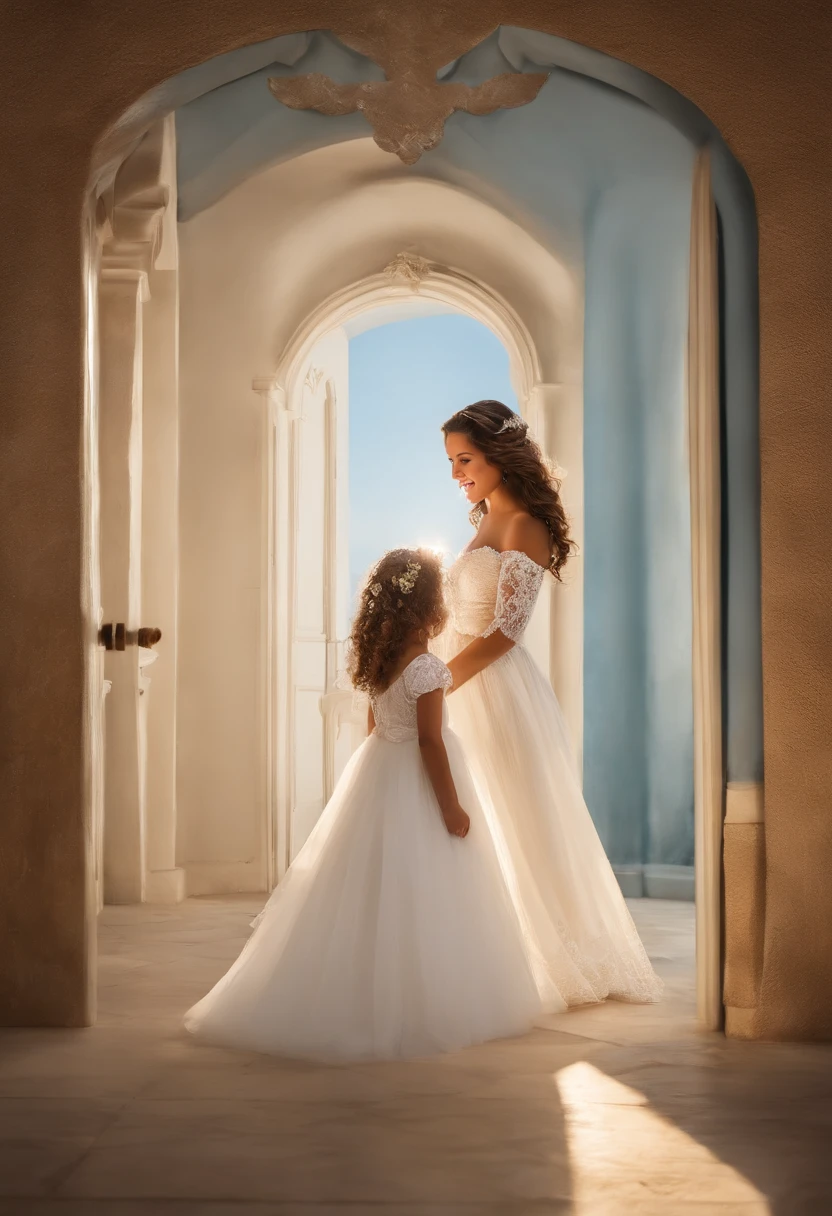 [Cena 1]
[Opens with a child standing in front of a mirror, looking at herself with curiosity and wonder. Soft and inspiring music starts playing.]

Narrador: "Na vida, we are made of dreams and hopes. Cada olhar, cada sorriso, every reflection in the mirror leads us to a new path."

[Cena 2]
[Refletido no espelho, vemos a imagem de uma linda noiva, dressed in a stunning white dress and a long veil. The expression on the child&#39;s face is one of surprise and delight..]

Narrador: "E quando olhamos para o futuro, vemos o reflexo do que podemos nos tornar. Uma jornada de crescimento, transformation and love."

[Cena 3]
[The  smiles at himself in the mirror, with eyes shining with hope and determination.]

Narrador: "Descubra o poder dos seus sonhos. Discover what you can be. The future is before you, esperando para ser vivido."

[Cena 4]
[Logotipo da marca aparece na tela, seguido pela mensagem final.]

Narrador: "Seja a noiva dos seus sonhos. [Nome da marca] - Celebrating the power of transformation."

[Fim do comercial]