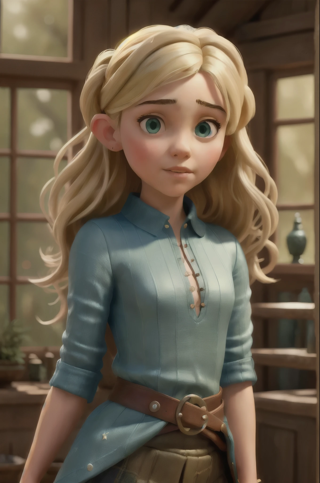 portrait painting of 1girl, face mix of Maisie Williams and Elle Fanning, elf, blonde hair, blue eyes, green dress, Upper body focus, Nordic goddess, intricate, cinematic lighting, styled hair, fantasy movie, genre fantasy, artistic cinematography, premium quality fantasy movie color grading, upper body shot, detailed skin, fantasy, snowy nordic forest, modelshoot style, (extremely detailed CG), photo of beautiful artwork, (Antonio Moro), (Jeremy Mann), High Detail, Sharp focus, dramatic, oil painting, realistic