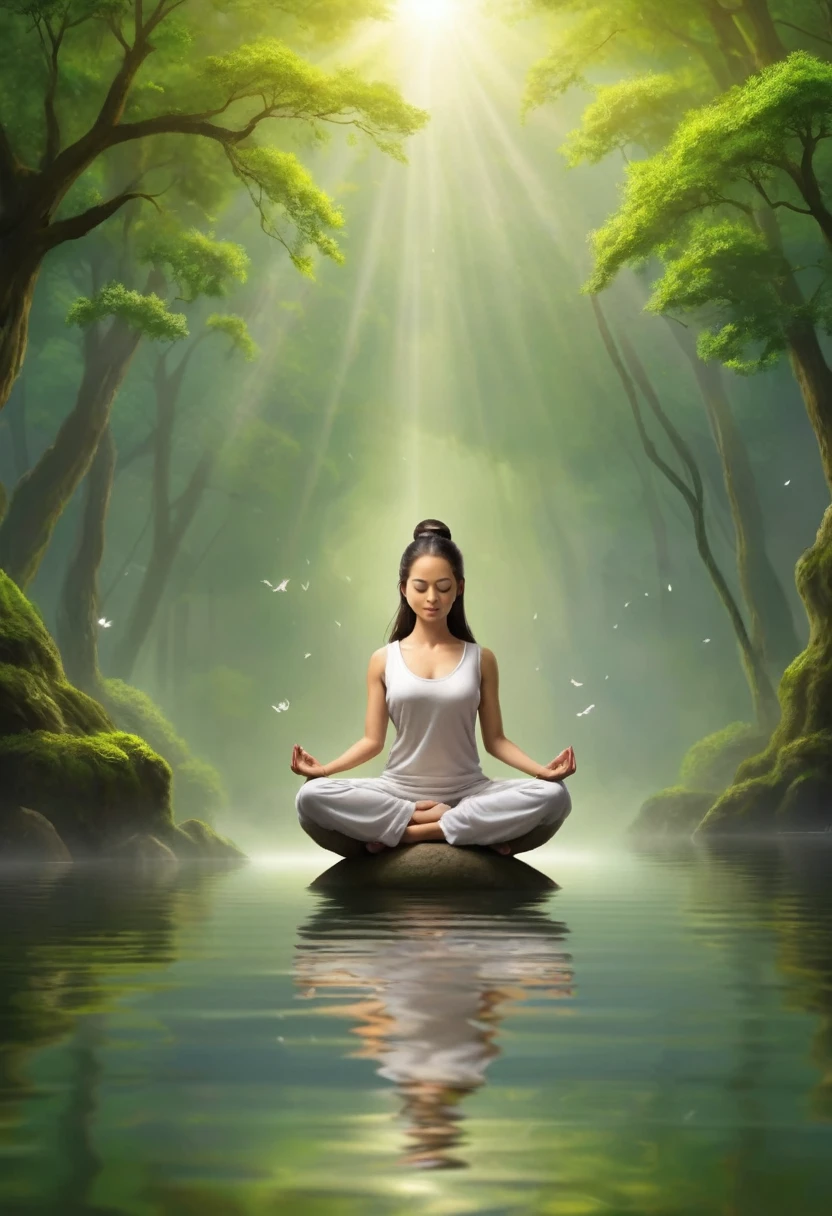 Imagine an image that conveys a feeling of tranquility and mental balance, reflecting the essence of the phrase "Healthy Mind, Full Life". The image should be visually appealing and evoke a sense of inner peace and well-being.