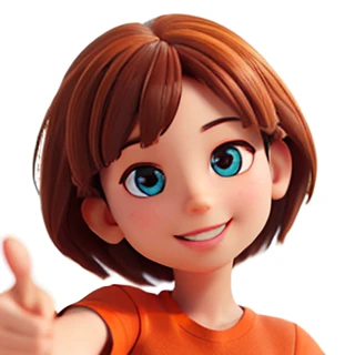 (highres, masterpiece: 1.2), realistic, portrait, man, detailed eyes, detailed lips, detailed human face, orange shirt color with a target in the middle, short brown hair, friendly expression, smiling, standing, and pointing for something, with confidence, white background, warm lighting.