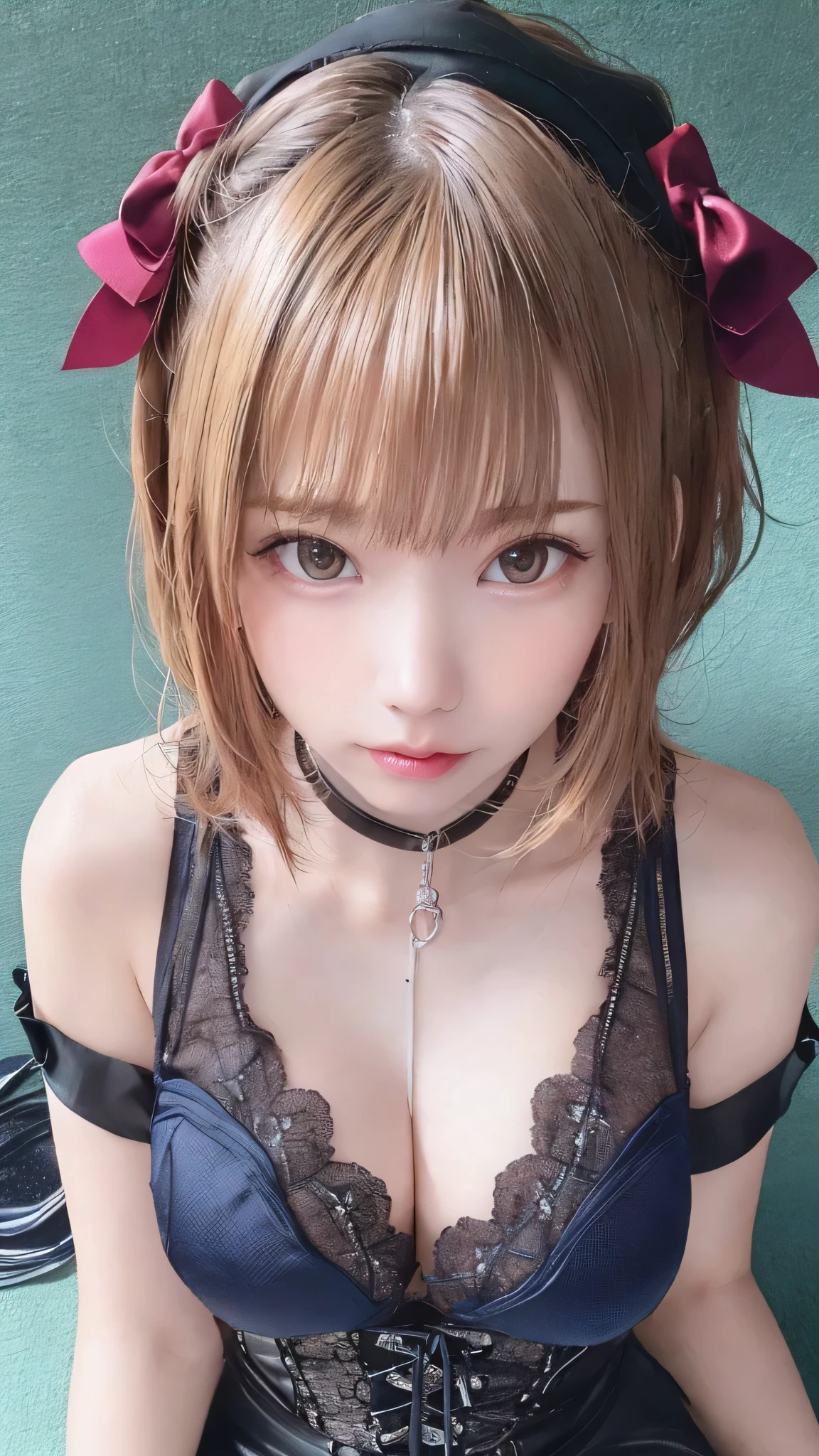 (thin eyebrows)、(((((closed mouth)))))、((Very strong sunshine))、((((beautiful silver hair))))、((small head))、(beautiful silver hair with short wavy:1.2)、full body shot、(((8K, RAW photo)))、 (((The face is cosplayer Enako))),(Shot from above in high-definition 8K)、(very delicate and beautiful)、(masterpiece)、(highest quality:1.0)、(超A high resolution:1.0)、realistic shadow、[High resolution]、 fine skin、super detailed、(beautiful hair)、Photoreal、lifelike face、big breasts thin waist、realistic eyes、small eyes、looking at camera、(((between the breasts)))、(eyeliner)、(mascara)、 Lips with pink lips、((Looks very happy))、show your shoulders、Complex patterns and transparent materials、Artistic depiction of a fascinating woman, Accentuates an attractive silhouette。That scene is、、sunbathing under the hot sun、Makes you feel the delicate beauty and charm of nature。(((intricate details))、advanced details、choker、NSFW,((highest quality、8K、masterpiece:1.3))、sharp focus:1.2、 (((Enamelled purple and silver corset)))、