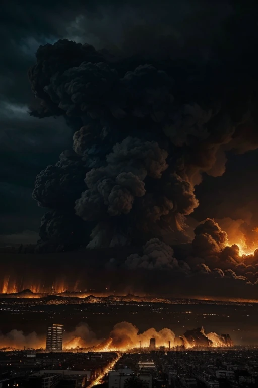 A giant F5 tornado, in the shape of a funnel, destroying an entire city, with people running in the opposite direction, terrified trying to escape, people and vehicles being sucked in by the tornado, a terrifying image. Image zoomed in on the tornado, the tornado is the highlight of the image