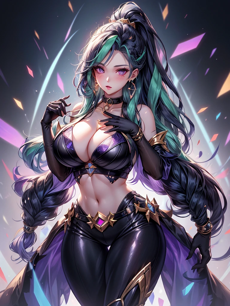 high detailed, 8k, highres, 1girl, jewelry, earrings, makeup, eyelashes, earrings, collarbone, collar, looking at viewer, (large breasts, thick thighs, thigh gap, wide hips, toned body),, ulzzang-6500, ultra realistic 8k cg, unparalleled masterpiece, absurdres, extraordinary, incredible, exquisite, sensational, perfect artwork, perfect female figure, perfect anatomy, unique, sexy, very long hair, blonde, multicolored hair, large breasts, looking at viewer, aesthetic, spectacular, splendid, superb, grand, astounding, stunning, magnificent, elegant, graceful, luxury, jewelry, gem, glint, beautiful, gorgeous, charismatic, charming, alluring, erotic, seductive, gothic, fantasy, divine, clean, rich, prestige, fantastic, supreme, apex, paramount, goddess, lace, lace trim, delicate pattern, shiny skin, gold, royal, queen, supernatural, phenomenal, fabulous, marvelous, stupendous, terrific, ((nsfw, breasts out,, thick thighs, wide hips, toned body)),, high detailed, 8k, highres, (k/da all out kai'sa), league of legends, k/da \(league of legends\), 1girl, black hair, multicolored hair, long hair, very long hair, ponytail, long ponytail, streaked hair, green hair, two-tone hair, purple eyes, lips, jewelry, earrings, makeup, bare shoulders, crop top, black crop top, collarbone, collar, shiny clothes, detached sleeves, crystals, gloves, elbow gloves, single fingerless glove, midriff, looking at viewer, (large breasts, thick thighs, wide hips, toned body, ) RozalinD2, 1girl, gigantic breast Azure lane, gold hair ornament, revealing black bodysuit large breasts, cleavage, perfect composition, perfect Waifu)), sexy, appealing, ((Best quality)), ((masterpiece)), (detailed:1.4), submissive, super thick, small waist, sixpack abs, ripped, fit, slave collar, makeup, lipstick, blush, exotic, Asian and Spanish, mixed girl, HDR (High Dynamic Range), Ray Tracing, NVIDIA RTX, Super-Resolution, Unreal 5, Subsurface