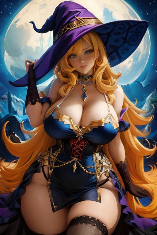 witch, big breasts, sexy pose , sexy dress