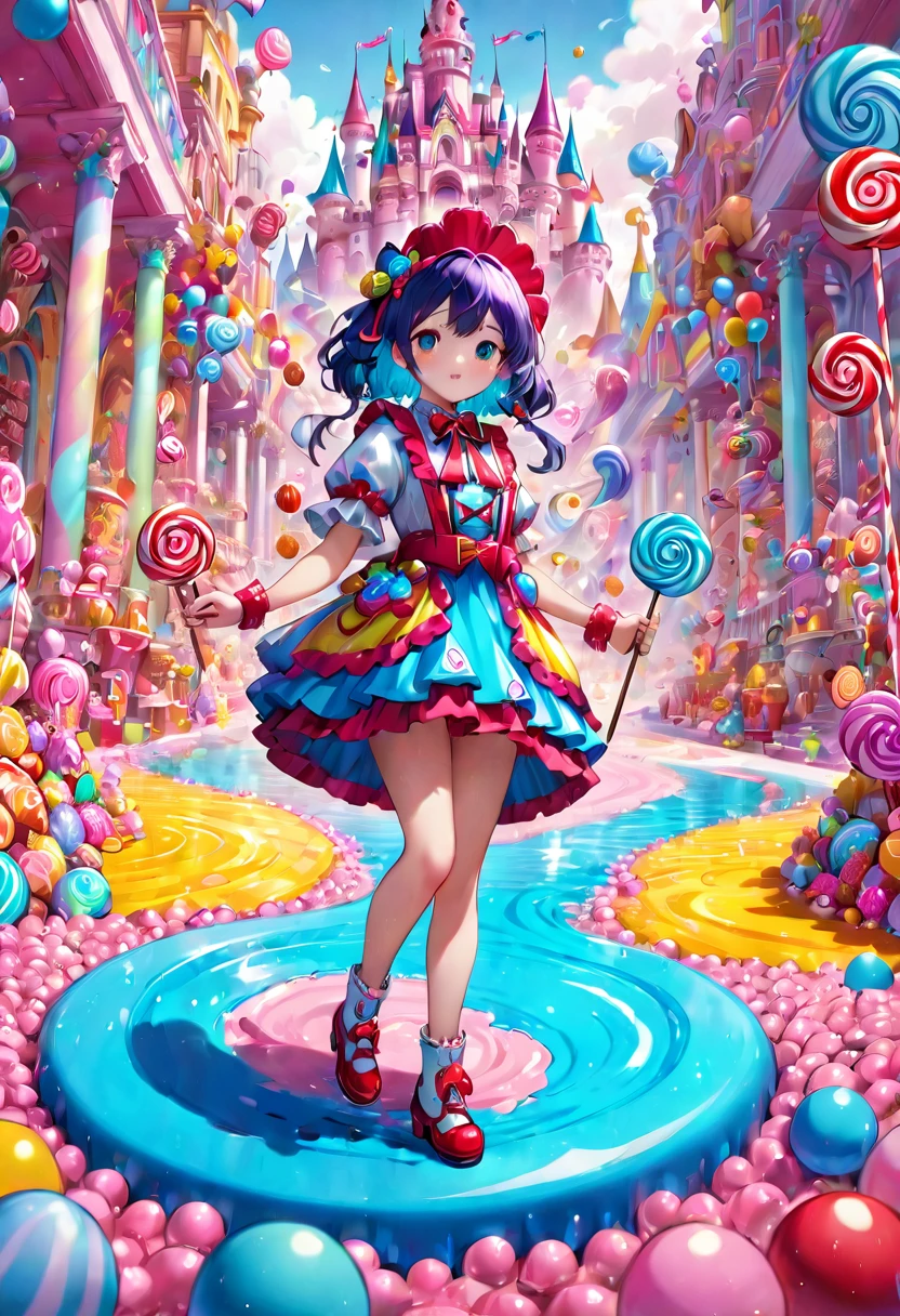 1girl, Candyland, aesthetic, A candy wonderland with pride colors. detailed matte painting, deep color, fantastical, intricate detail, splash screen, complementary colors, fantasy concept art, 8k resolution trending on Artstation Unreal Engine 5