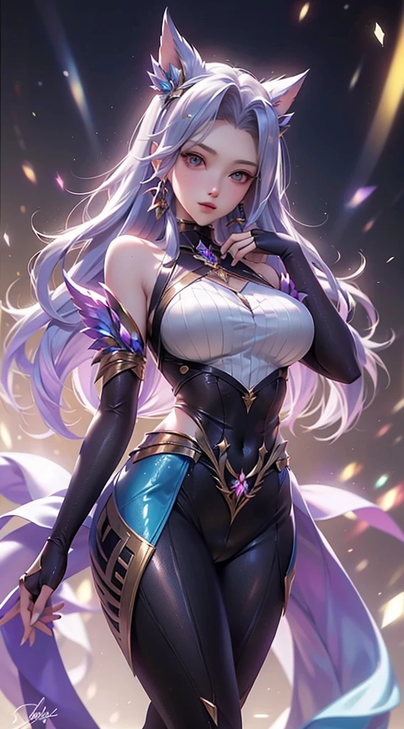 「In a breathtaking masterpiece in portrait form、Showcasing the highest quality artistry。The subject of this artwork is、It's one girl captured in amazing detail。」Pixiv Anime Realism Trends、Shibitai Perfect Body Perfect Face、hands not visible、Shot from the waist up、gigantic-breast、Minamoto of the Destiny Grand Order、Signature Tight Purple Bodysuit、