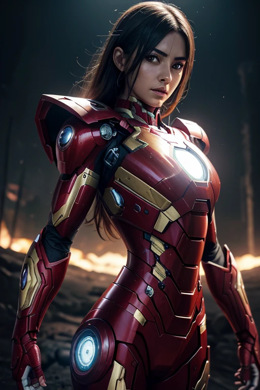 garota, iron man demon costume, rotting mal zombie garota, armadura quebrada rasgada, Sangrento, psychotic, escuro, olhos brilhantes, mal, postura de combate, altamente detalhado, vibrant appearance, Comportamento criativo, imaginativo, sensual, spontaneous, seios pequenos, sensual, Mais alta qualidade, textura da pele, detalhes intrincados, (cinematic lighting), Foto CRU, 8k, obra de arte,Melhor qualidade,ultra-detalhado,very detailed illustrations,extremamente detalhado,detalhes intrincados,high resolution,detalhes supercomplexos,extremamente detalhado 8k cg wallpaper,