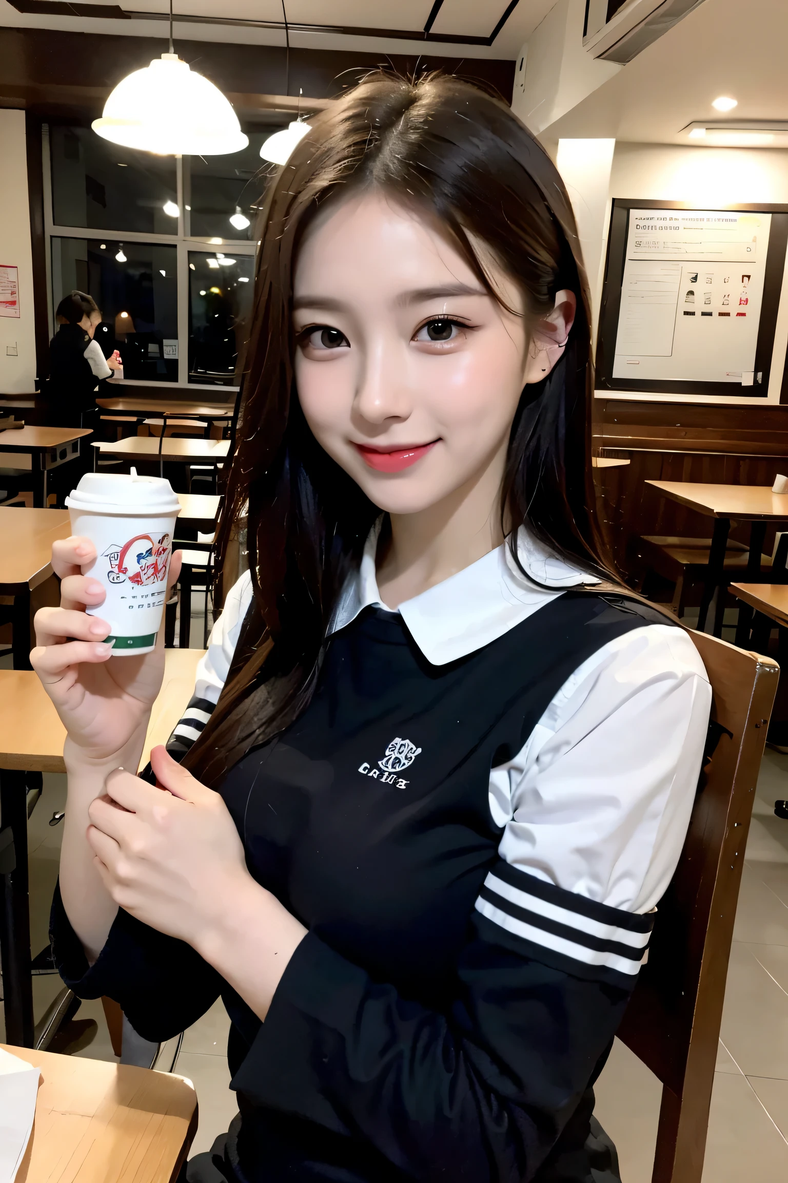 1 girl、cute、24-years-old、laughter、looking at the viewer、sailor suit、uniform、picture、lively、highest quality、adopt、detailed face、classroom、detailed background、diffused lighting、Depth of the bounds written、Bokeh、(Nogizaka Idol、korean idol、Gravure idol pose、(())、25 years old、expensive:1.2、Cafe、restaurant、Italy、American、Australia、Glamour)