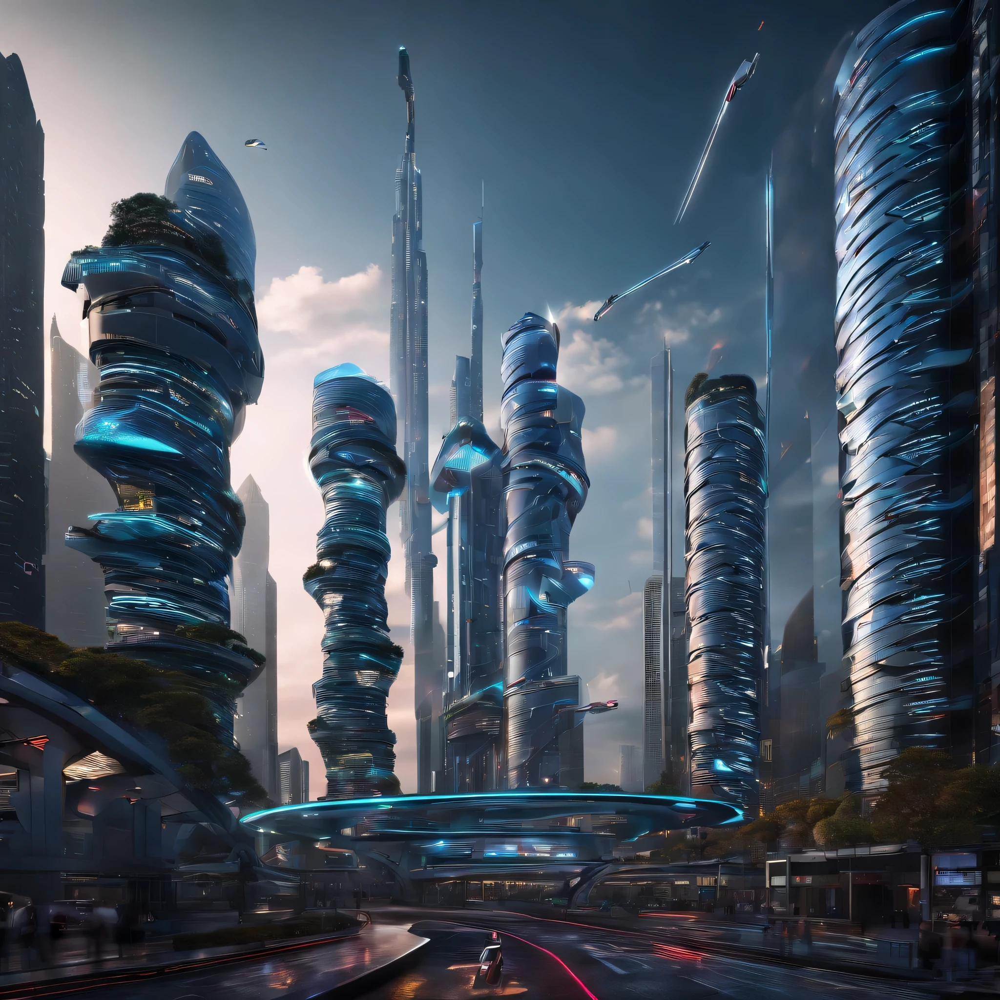 (best quality,masterpiece:1.2),ultra-detailed,realistic, AI drones hovering above a child, urban landscape, advanced technology, futuristic setting, busy streets, skyscrapers, high-tech buildings, modern architecture, sleek and shiny surfaces, gleaming glass panels, reflective metal finishes, neon lights, vibrant colors, dynamic atmosphere, motion blur, bustling energy, fast-paced movement, highly detailed drones, intricate construction, sleek and streamlined design, cutting-edge technology, advanced innovations, artificial intelligence, precision navigation, autonomous flight, hovering effortlessly, monitoring the surroundings, ensuring safety, capturing awe-inspiring views,  amazed and fascinated, looking up in wonder, expressive eyes, bright and curious, interacting with holographic displays, immersed in virtual reality experiences, innovative gadgets and devices, enhancing everyday life, smart city features, interconnected systems, seamless integration of technology and humans, blurring the boundaries between real and virtual, creating a harmonious coexistence, impressive skyline, futuristic transportation, flying cars, maglev trains, drone taxis, modern infrastructure, sustainable energy solutions, clean and pollution-free environment, transformed urban landscape, merging nature and technology, green spaces, vertical gardens, rooftop parks, balance of natural elements and high-tech advancements, illuminated by soft, warm lighting, backlit by the glow of the city, creating a mesmerizing contrast, capturing the essence of a technologically advanced future.