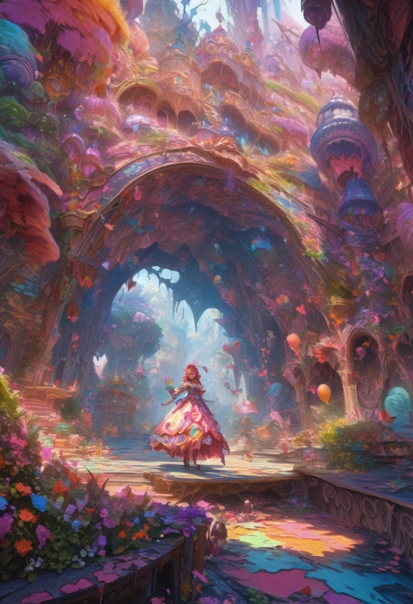 1girl, Candyland, aesthetic, A candy wonderland with pride colors. detailed matte painting, deep color, fantastical, intricate detail, splash screen, complementary colors, fantasy concept art, 8k resolution trending on Artstation Unreal Engine 5