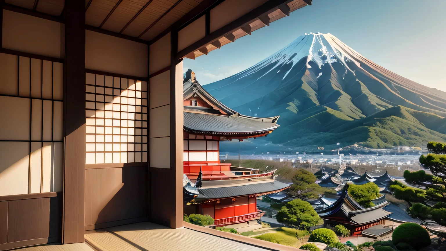 Samurai of the Japan、Fuji Mountain、Japanese-style house