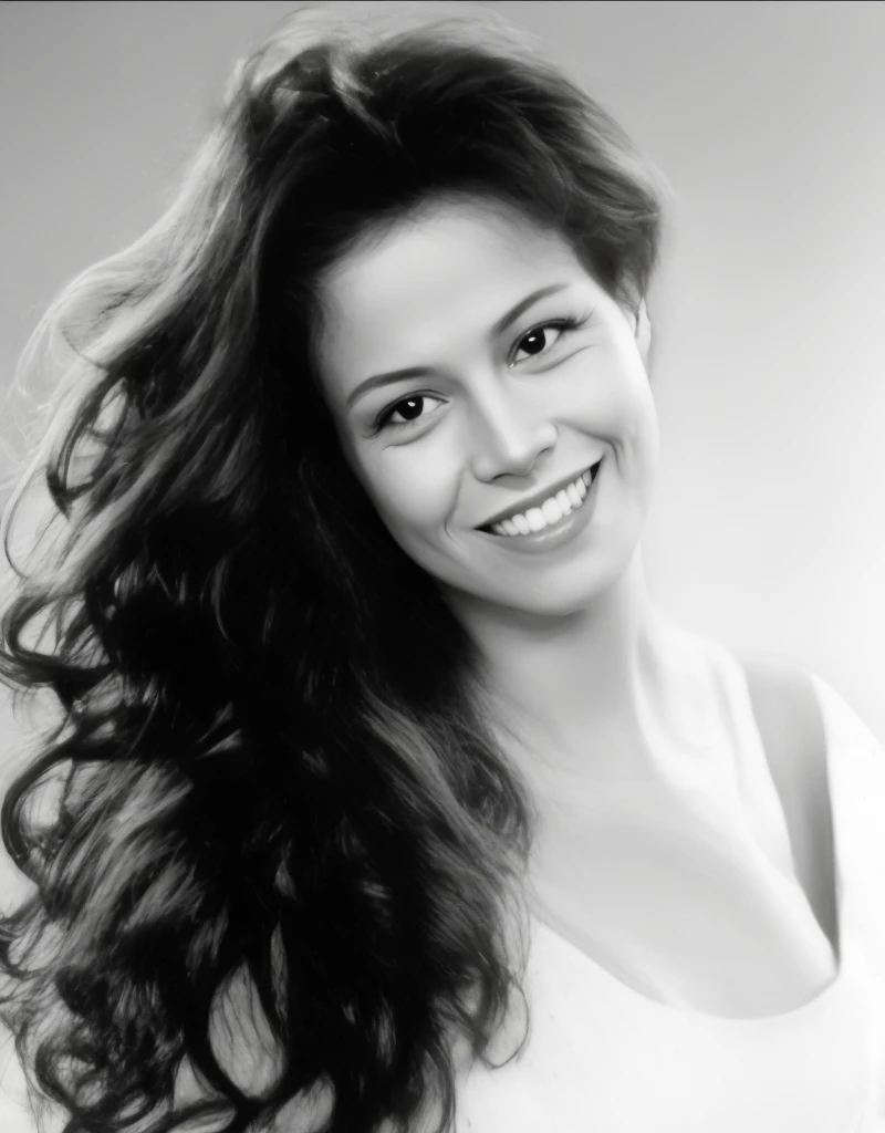 a close up of a woman with long hair smiling at the camera, selena quintanilla perez, looks like laura barriales, inspired by Elaine Duillo, selenar, portrait image, karla ortiz, promo image, glamour shot, alanis guillen, roxie vizcarra, promo shot, blanca alvarez, carmen sings beautifully, beautiful and smiling, beautiful