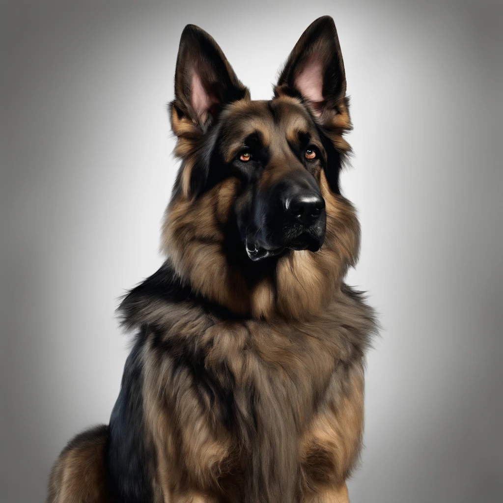 dark color german shepherd, with long hair