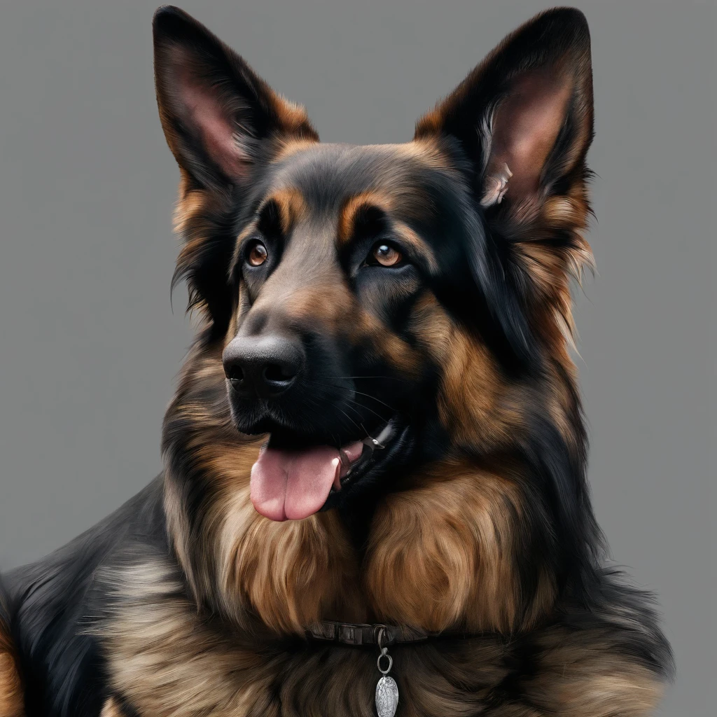 dark color german shepherd, with long hair 
