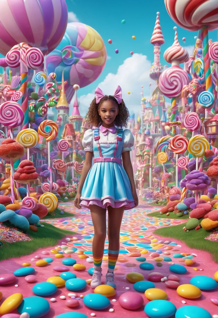 1girl, Candyland, aesthetic, A candy wonderland with pride colors. detailed matte painting, deep color, fantastical, intricate detail, splash screen, complementary colors, fantasy concept art, 8k resolution trending on Artstation Unreal Engine 5