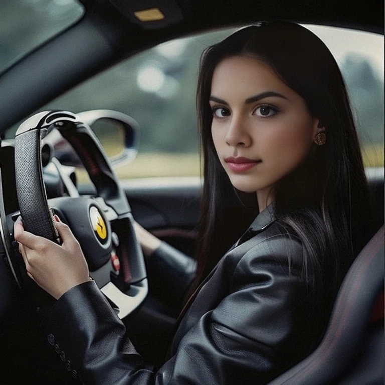Araffe woman wearing a black leather jacket sits in the car., car pictures, Anna Nikonova, drive a car a car, high quality vertical, drive a car, gorgeous woman, Anastasia Ovchinnikova, Automotive Photography, attractive woman, Angelina Stroganova, drive a car fast, Alina Ivanchenko, go ahead, Victoria Gavrilenko, attractive woman