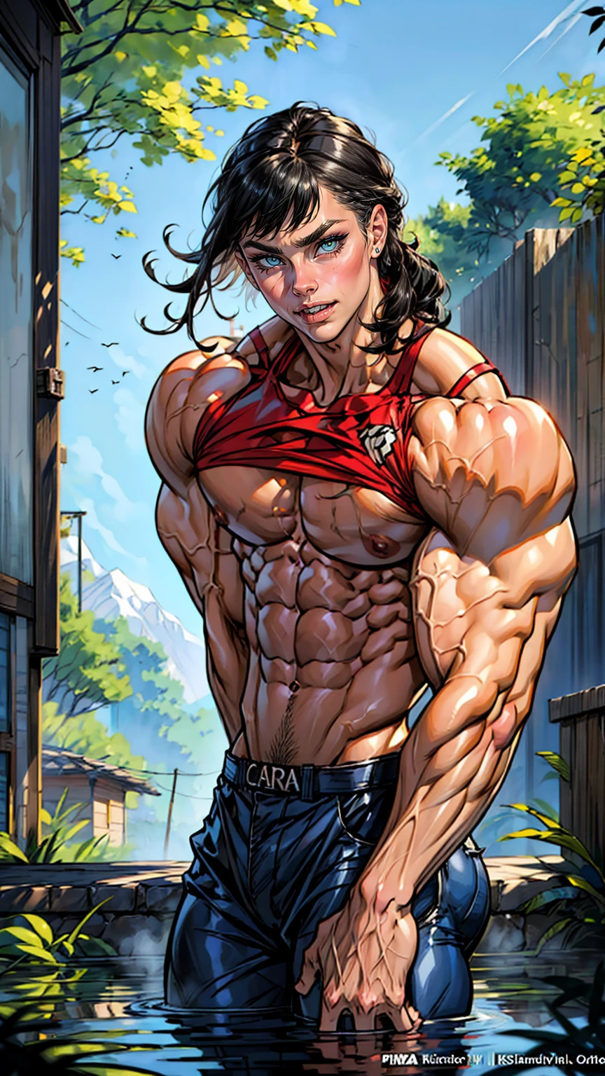 IFBB female bodybuilder girl, cara delevingne, naked, bodybuilder veins, ripped abs, extremely vascular, veins everywhere, (Masterpiece), (Best Quality), (Super Detail), (disheveled Hair), (Illustration), (1 Girl), (Interview), (Brief Background), Beautiful Detailed Eyes, Delicate Beautiful Face, Floating, (High Saturation), (Shine), Focus on Face, Black Hair, Bangs, Full Smile, Floating Hair. girl, maiden in love, pixiv illustration, top quality, super detailed, smile, clever, beautiful face, 4K, nature, sunlight through trees,