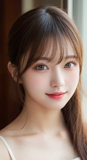 table top, highest quality, figure, Super detailed, finely, High resolution, 8k wallpaper, 完璧なダイナミックな構figure, detailed and beautiful eyes, ladies fashion summer,ponytail hair,small breasts natural color lip, bold sexy pose,smile,20 year old girl、cute、sexy shot looking at camera,wake up,Near-realistic quality,blonde,Eyes to the left,A bit of sharp beauty,don't wear clothes,whole,