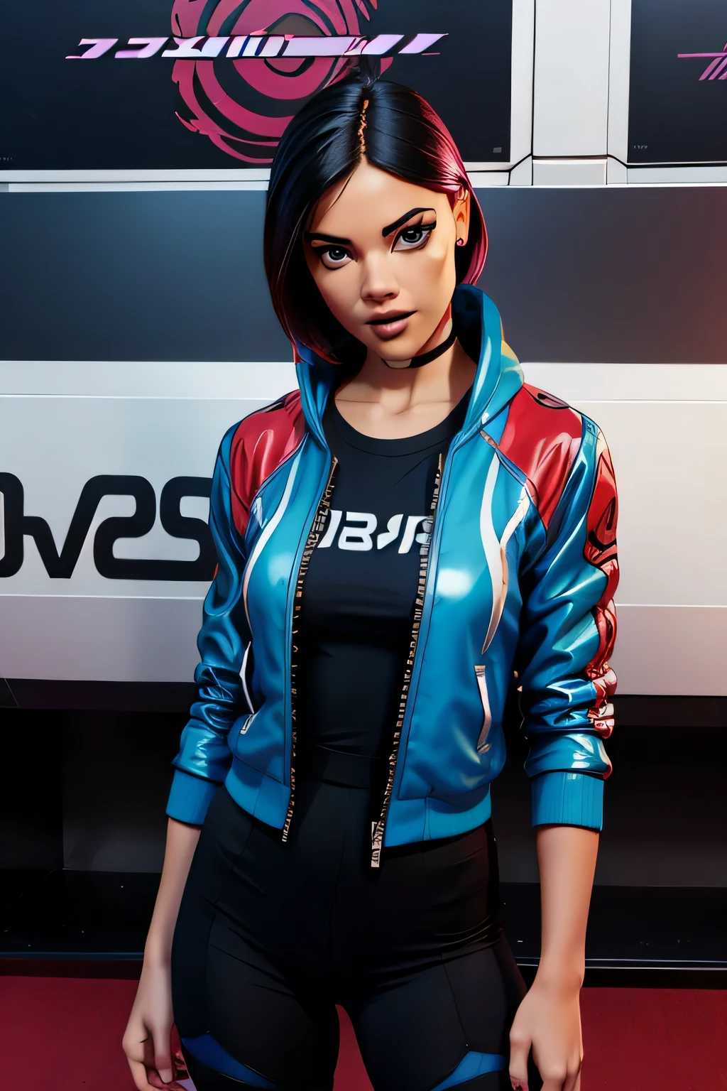 Chaqueta azul con negro
