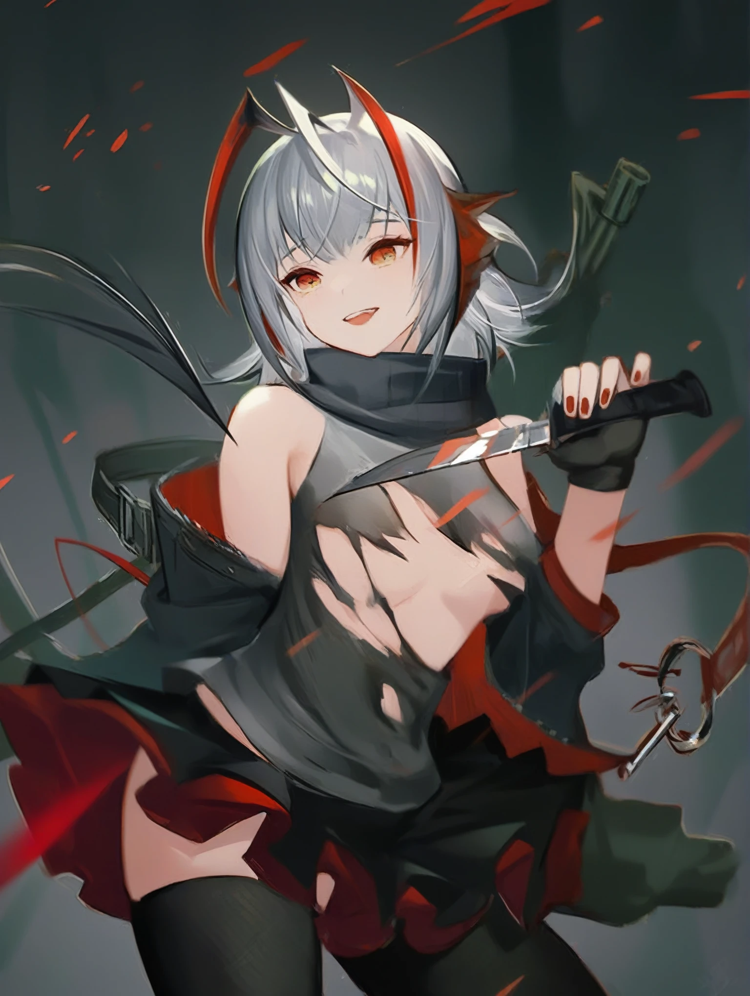 a woman with a gun in her hand and a red dress, kantai collection style, from girls frontline, from arknights, girls frontline style, by Shitao, gapmoe yandere, gapmoe yandere grimdark, fine details. girls frontline, girls frontline, m4 sopmod ii girls frontline, kancolle, badass anime 8 k, breast, pussy l gs spread