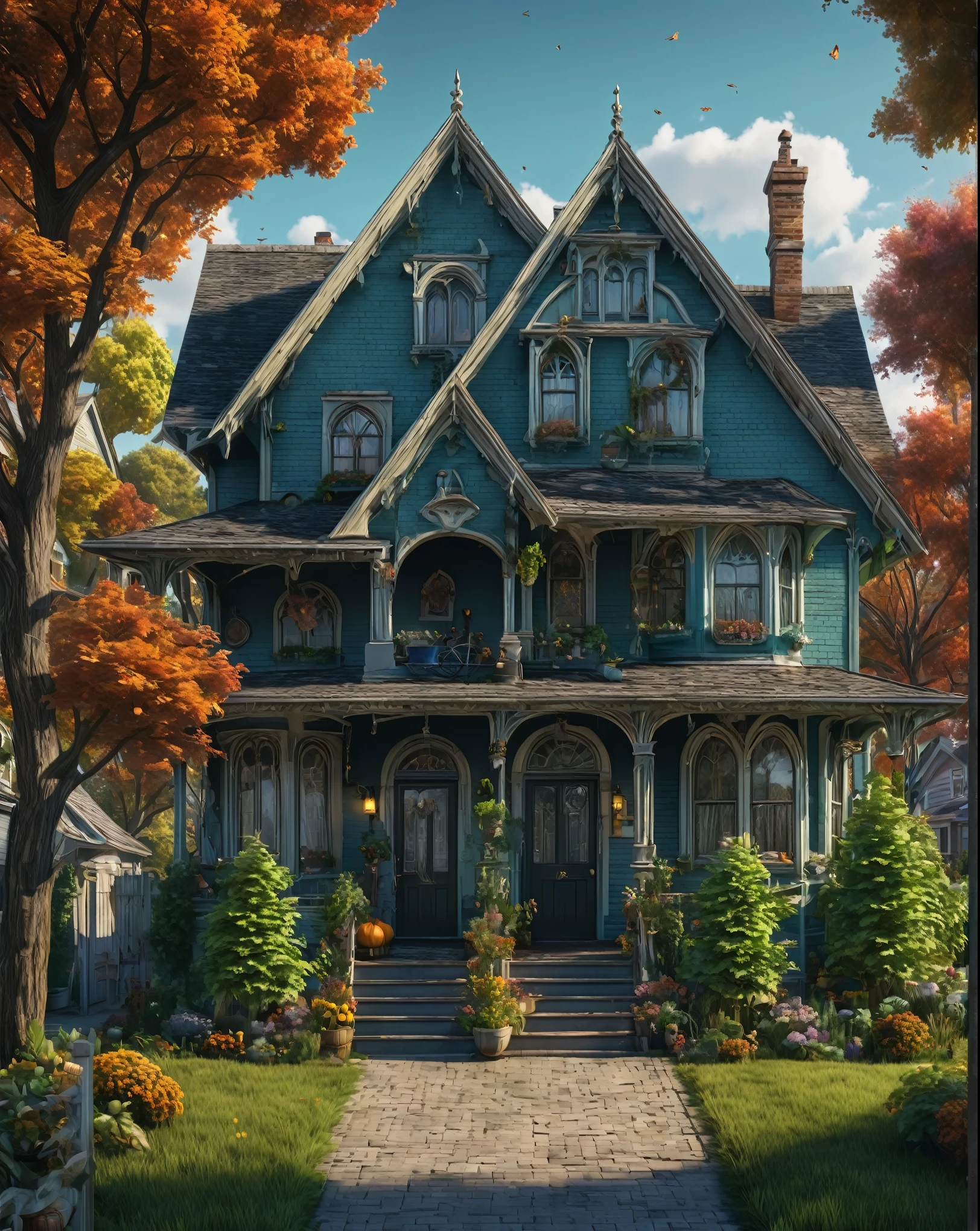 Create imaginative and amazing images demonstrating the style of ((Suburban Gothic)), hyper realistic, 8k, vibrant colors, sharp crisp image