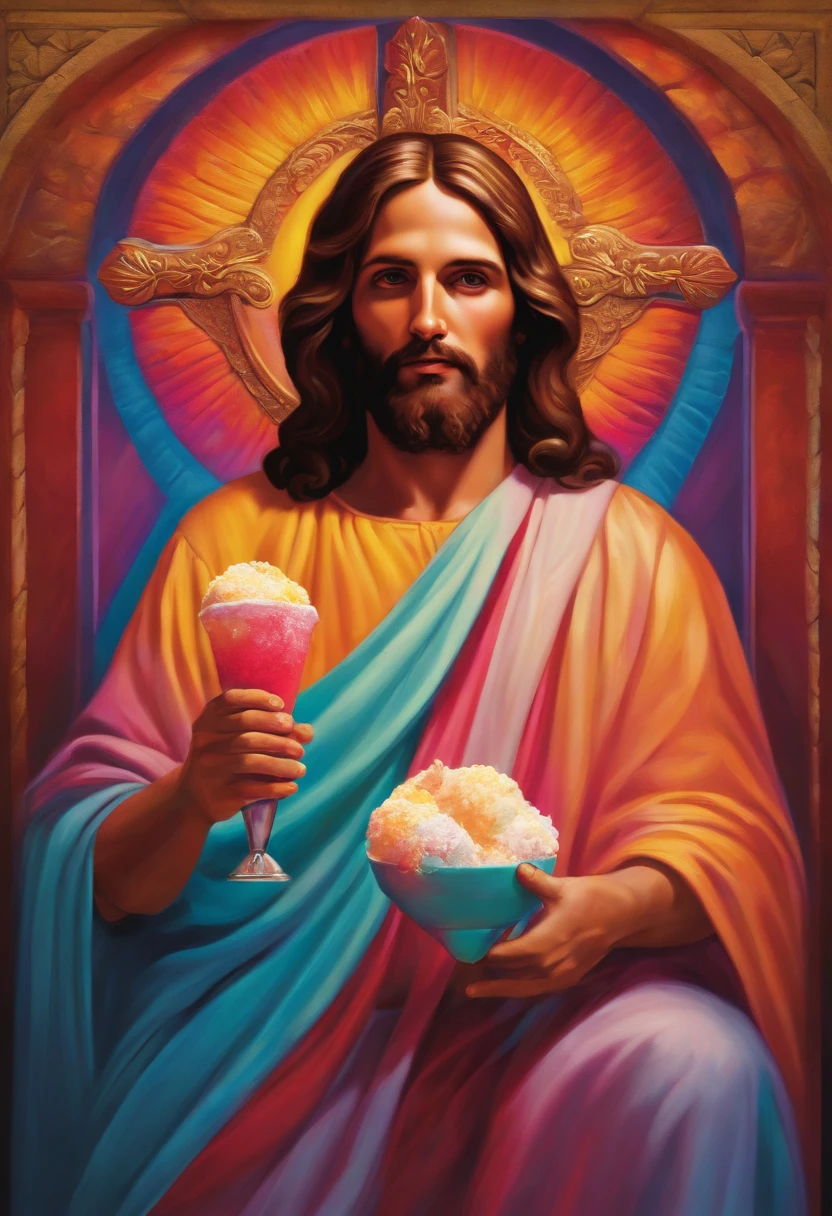 Jesus holding SnoCone 