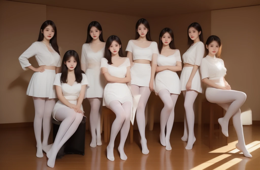 A group of maids，White ass pantyhose，White stockings，Thick white pantyhose，Thick white dancing socks，no shoes，huge tit，Cocked buttocks，Super detail，hyper HD,A high resolution,1080p,Anatomically correct，ccurate，Physical coordination，Photo portrait，slender thigh，Delicatemakeup，Best quality, Masterpiece, 超A high resolution, RAW photo, Beautiful and aesthetic,deepshadow, (Photorealistic:1.4), full-body composition, Striking perspective.Naked