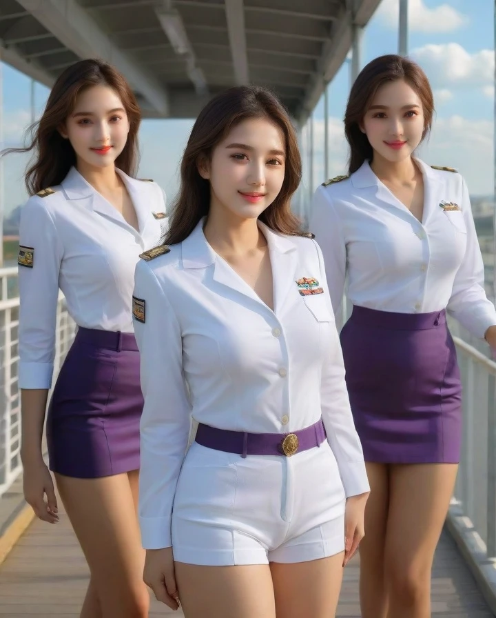 ((top-quality、9k、masterpiece:1.8))、Beautiful woman with perfect body:1.7、slim abdomen:1.8、Longhair, 38 inc breast size, Highly detailed facial and skin texture, A detailed eye, delicate eyes, double eyelid, (cute smile), (full body shot), ((full buss)), ((sitting on chair), ((wearing Korean army uniform)), looking in front