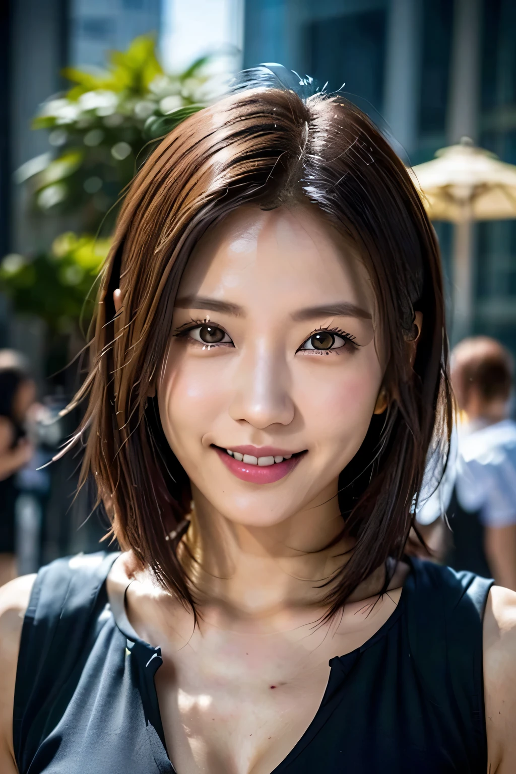(((Expressing happiness through facial expressions:1.3))).(Transparent and revealing clothing:1.3, ),(Cute Cyberpunk Soldier:1.3),(((cyberpunk suit))), open jacket,(Run through the jungle.:1.3),(((Colorful short hair with shiny light brown and orange stripes on the nape))),(((messy hair))),perfect round face,cute eyes,cute smile,A cheerful smile that makes the viewer happy,(((bright appearance:1.3))),big breasts,emphasize the chest,perfect body curves,beautiful clavicle、wet hair,wet face,wet body,wet skin,wet costume,Detailed features of garments,Detailed characteristics of hair,detailed facial features,look at the camera,(dynamic angle),(dynamic and sexy pose),cinematic light,(pieces fly,highest quality,Ultra high resolution output image,written boundary depth,intricate details,The contrast of light and shadow makes the subject appear three-dimensional,) ,digital illustration,Single-lens reflex camera, (Photoreal:1.3),(8K quality,Anatomically correct facial structure,),(sea art 2 mode:1.3),(Image mode Ultra HD,)