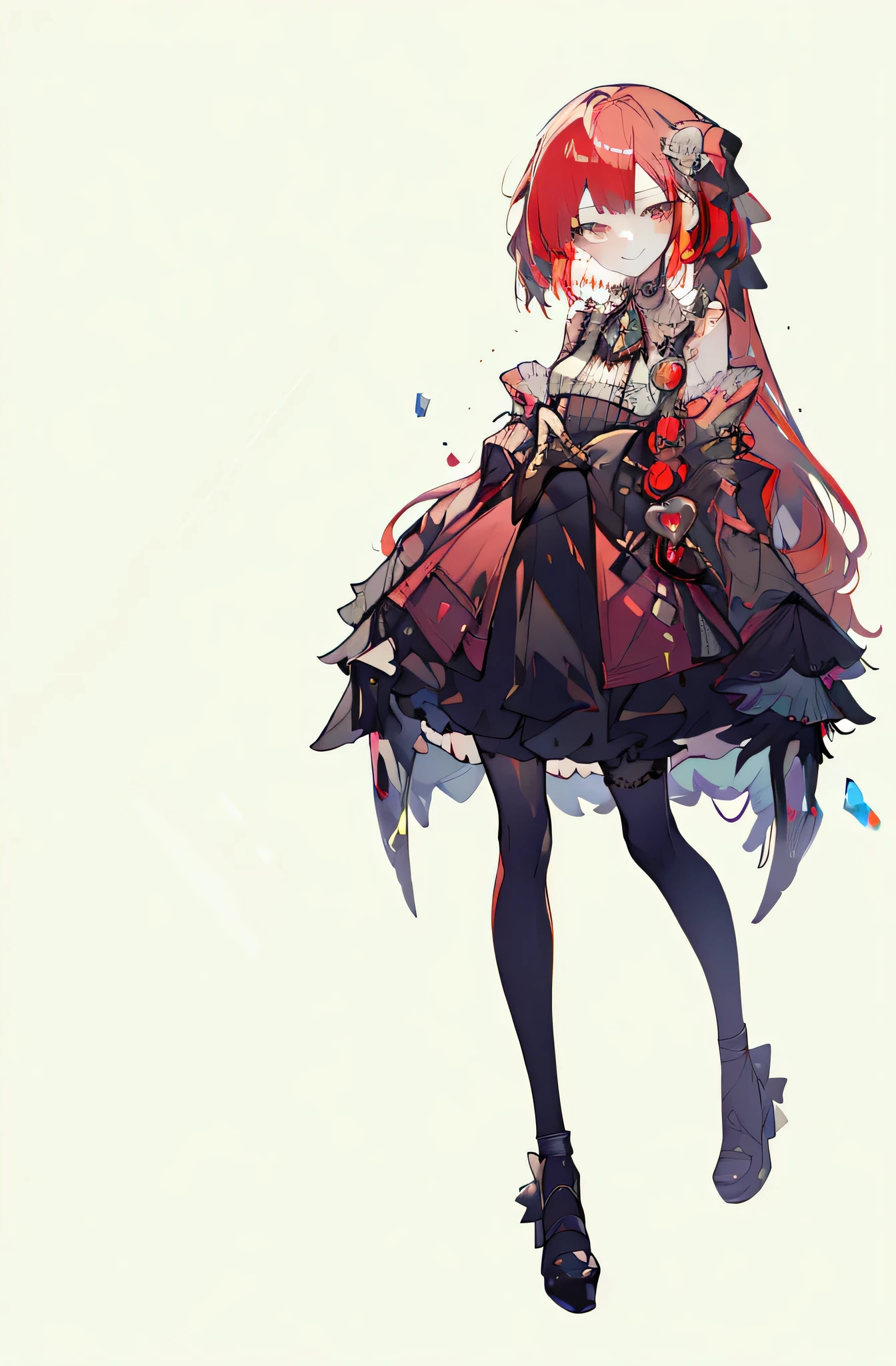 full body esbian，frontage，side，behind，sett，****ta prostitute，so gorgeouaximalism，extreme details，Rococo style，super long hair，intricate accessories，Complex hairstyles，gem,((red hair)),evil smile,