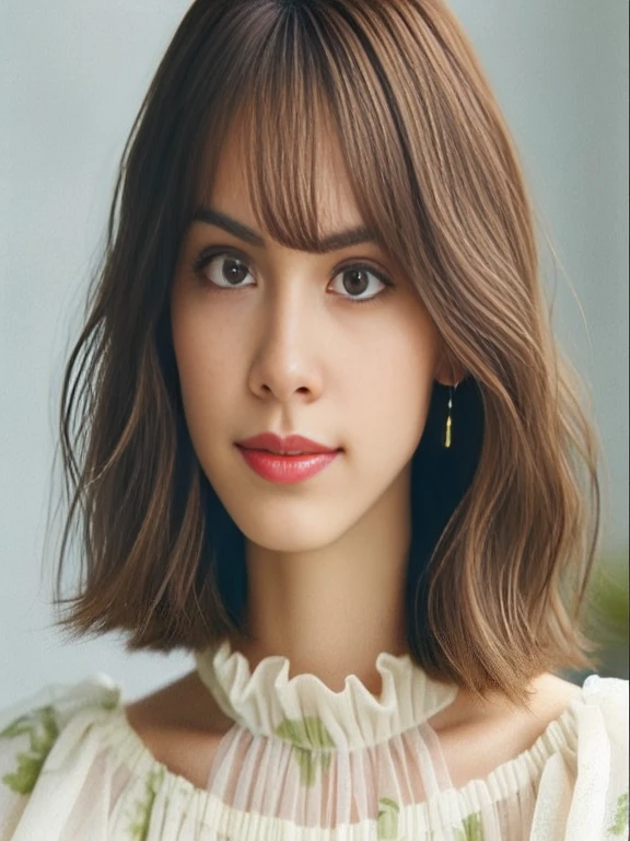 Close-up of a woman with short hair and a white shirt, have short hair, Shoulder length hair, Shoulder - Long Hair, Short-medium length hair, medium length hair, wavy Shoulder length hair, Shoulder length hair, medium length hair, I have neat hair and bangs., have short hair with bangs, Long hair reaching the chin, medium short hair