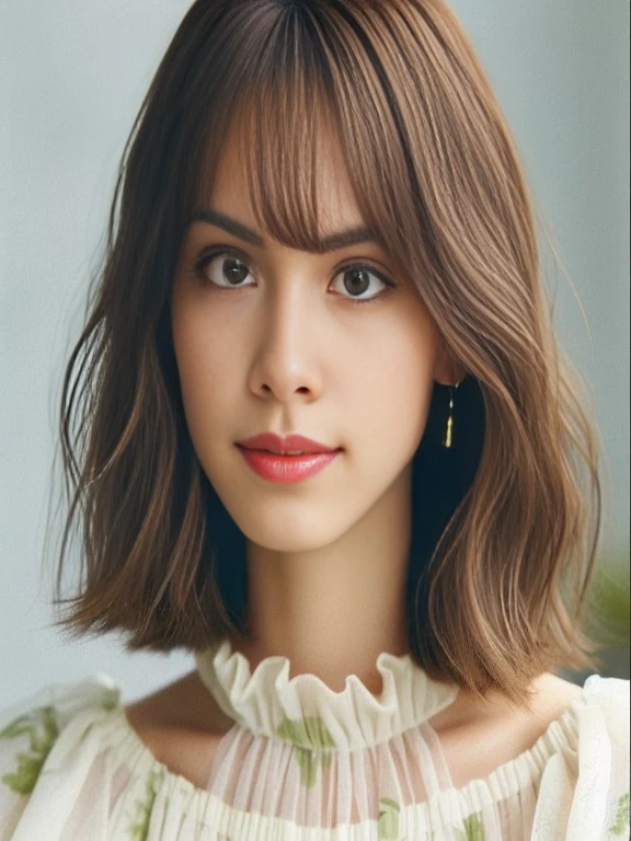 Close-up of a woman with short hair and a white shirt, have short hair, Shoulder length hair, Shoulder - Long Hair, Short-medium length hair, medium length hair, wavy Shoulder length hair, Shoulder length hair, medium length hair, I have neat hair and bangs., have short hair with bangs, Long hair reaching the chin, medium short hair