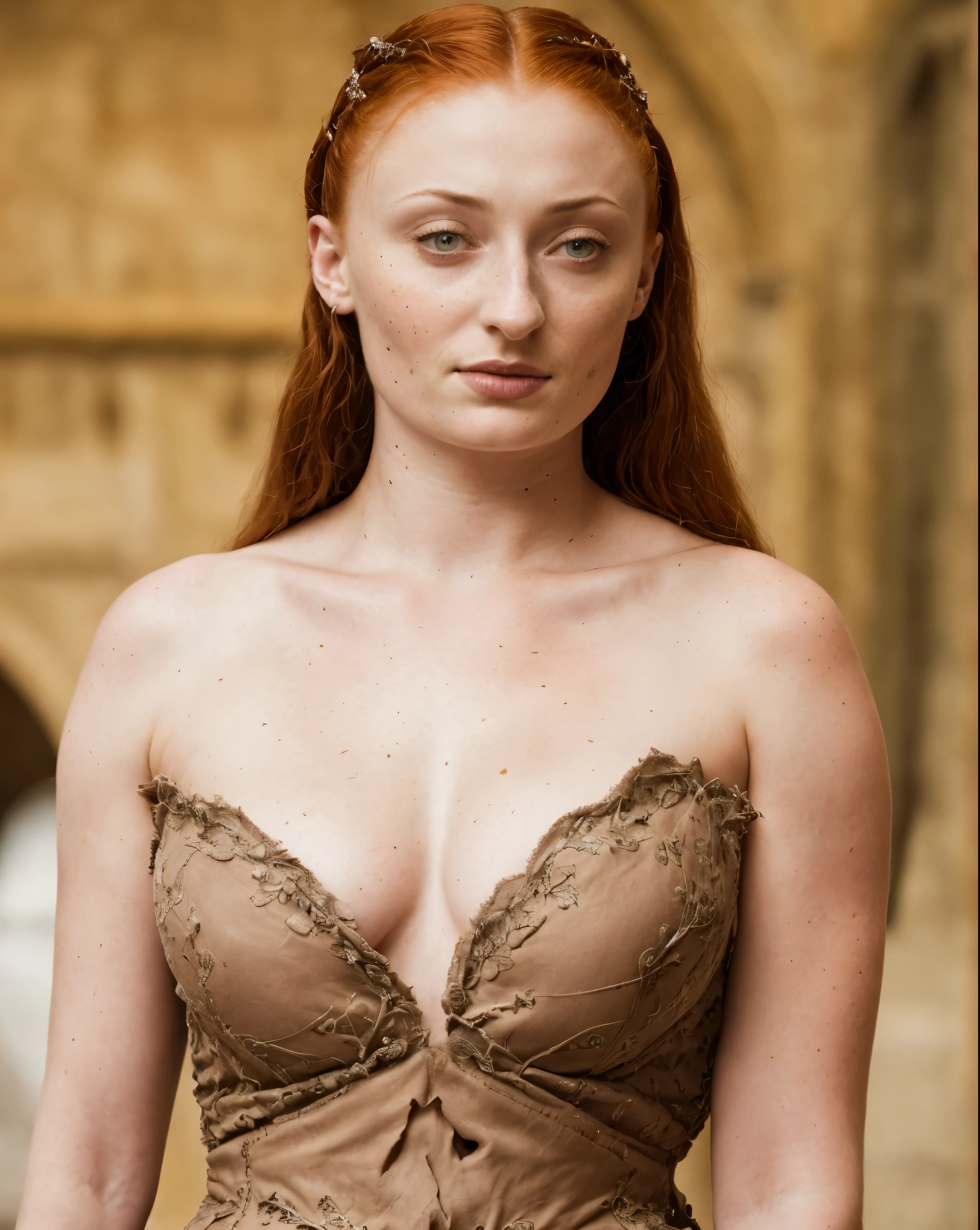 ( Photograph of Sophie Turner as hot queen ) (random photo , full body shot, thick figure, fleshy body, tall woman ) Alayne Stone, Gorgeous Woman, Thick figure, fleshy body, juicy lips, insane details, high level of edits, Queen, queen lady, Lady of Winterfell, Wardeness of the North,) the de facto Lady of the Eyrie, 40 years Old, she a Full growned mature lady now, beautiful mature lady, the queen, milf beauty, mature queen, a captivating woman, beautiful queen, empress, mediaeval queen, alluring appearance, unrivaled beauty, , mediaeval erotic costumes, a Game of Thrones-inspired costume, a close-up of a woman from the middle ages, scene from "Game of Throne," deep cleavage, warrior princess, healthy body, perfect thick body, attractive figure, fleshy body, style of "Game of Throne,", stunning woman, dress made of leather clothe ( ( insanely detailed realistic skin texture, pores, wrinkles ,freckles) , realistic environment, detailed ultra realistic facial features perfect body parts, ( hyper photorealistic) )