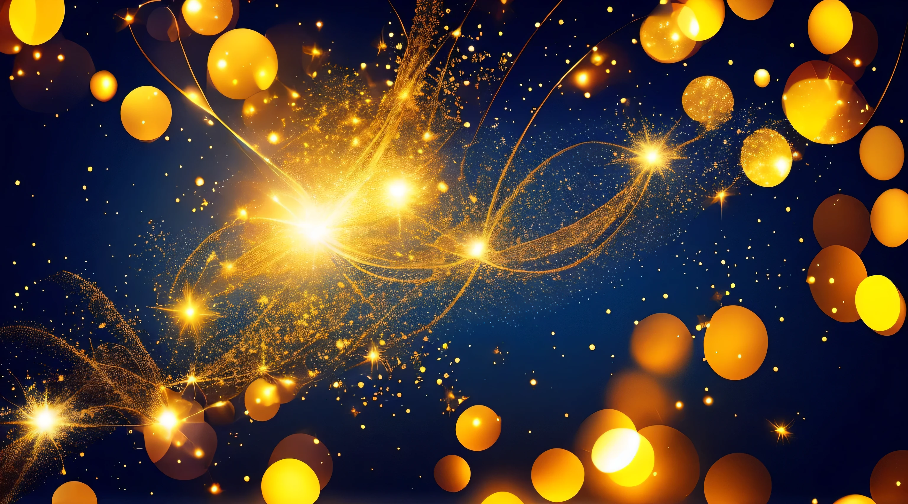 abstract background with Dark blue and gold particle. Christmas Golden light shine particles bokeh on navy blue background. Gold foil texture. Holiday concept.