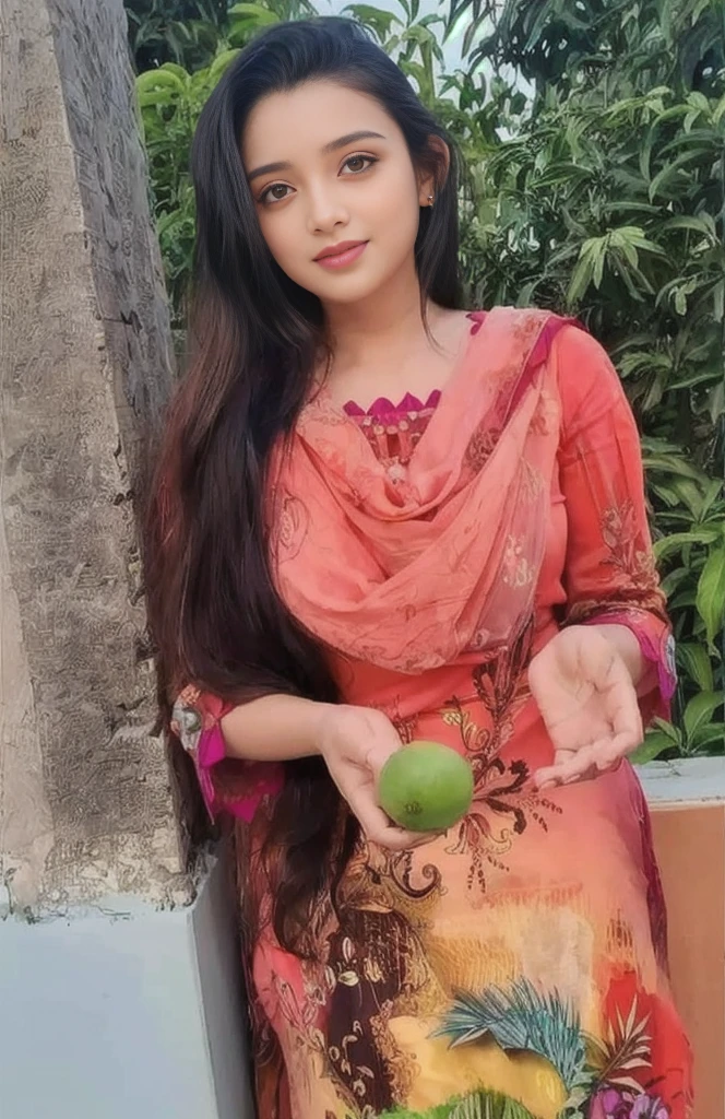 8K, ultra high detailed, an indian girl, cute face, happy, long hair, impressive hairstyle, detailed eyes, detailed lips, indian clothes, saree, green saree, lace, wearing jewellery, nature background, flowers, afternoon, shadow, clear weather, whole body capture,