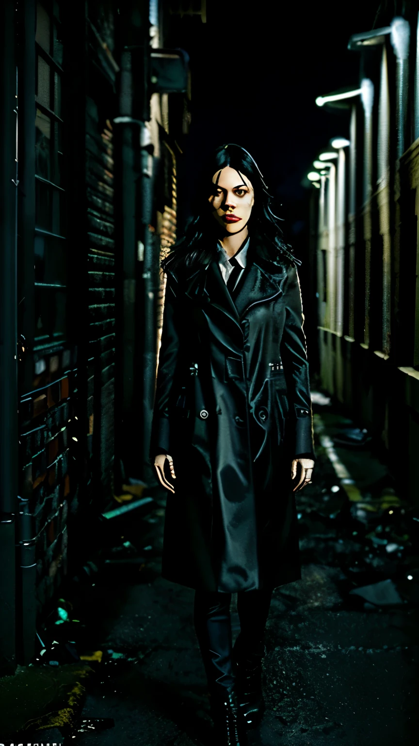 dark,ominous,foreboding alleyway,shadows creeping,loneliness,uneasy,echoing footsteps,haunting silence,dreary urban landscape,flickering streetlights,gloom and desolation,distant sirens and car horns,cracked pavement and graffiti-covered walls,narrow and claustrophobic pathway,whispering wind,rusty fire escape,stale smell of garbage,abandoned and broken objects,peeling posters and torn flyers,anxiously quickening pace,barely visible figures lurking,anxiety-inducing darkness,pale moonlight casting eerie shadows,inexplicable sense of danger,anxiously seeking refuge,hurrying towards safety,safe and welcoming apartment,hopeful anticipation of warmth and comfort. (best quality,4k,8k,highres,masterpiece:1.2),ultra-detailed,(realistic,photorealistic,photo-realistic:1.37),urban noir,ominous color tones,dramatic lighting effects.