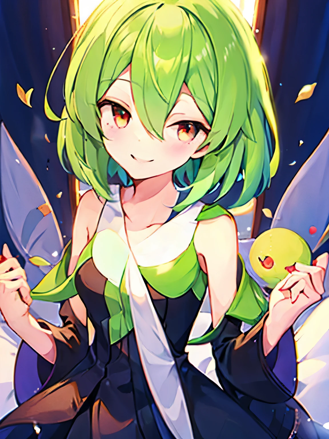 1 girl, gardevoir, short hair, beautiful, simple smile, 