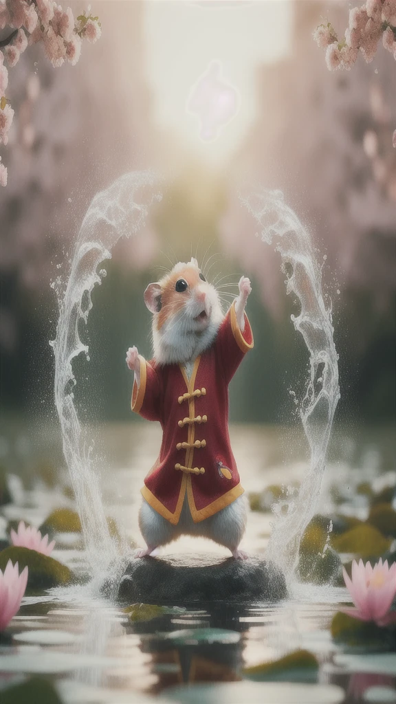 Close-up of a hamster wearing red clothes on a rock in the water, Lovely and detailed digital art, High quality wallpaper, cute numbers艺术, cute numbers, Beautiful digital artwork, artistic rendering, Lovely 3D rendering, amazing wallpapers, High quality wallpaper, wallpaper 4k, wallpaper 4k, High quality desktop wallpaper, Profile picture 1024px, HD artwork