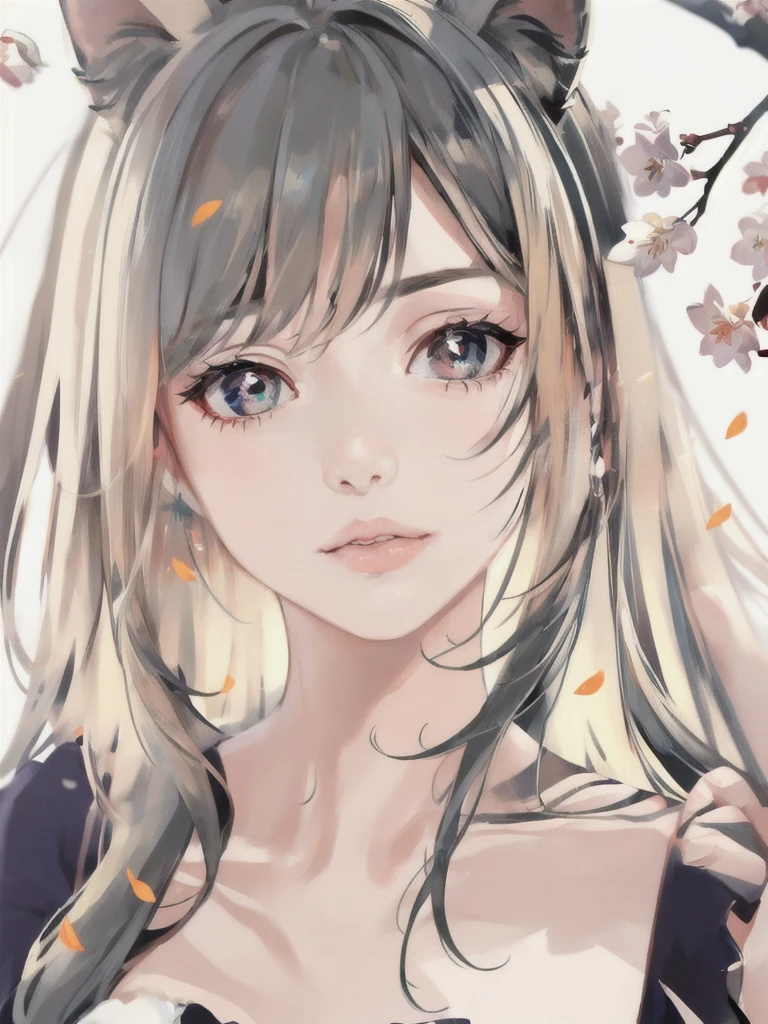 Anime girl with long hair and raised ears, beautiful anime portrait, Stunning anime face portrait, detailed digital anime art, detailed portrait of an anime girl, portrait anime girl, Beautiful anime face, cute anime girl portraits, kawaii realistic portrait, digital anime art, anime art wallpaper 4k, anime art wallpaper 4k, cute anime girl portrait, Beautiful anime girl