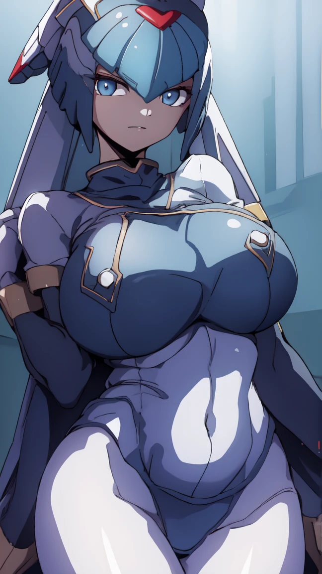  sonrojarse  , Nurse outfit , Blue eyes, Glasses