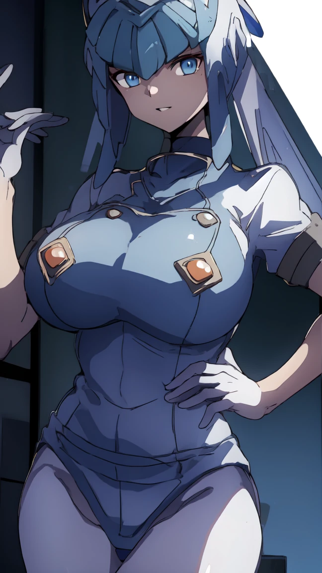  sonrojarse  , Nurse outfit , Blue eyes, Glasses